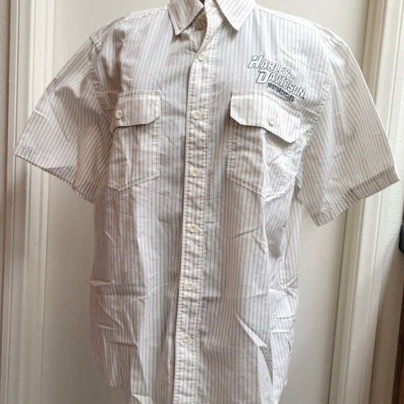 Harley Davidson Motorcycles Size Large Button Down Shop Embroidered Shirt - Picture 2 of 9